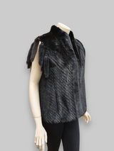 Vintage Reversible Dark Mink & Leather Vest -Medium