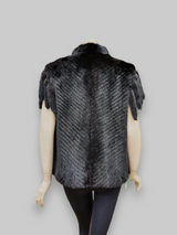 Vintage Reversible Dark Mink & Leather Vest -Medium