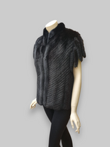 Vintage Reversible Dark Mink & Leather Vest -Medium