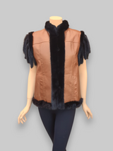 Vintage Reversible Dark Mink & Leather Vest -Medium