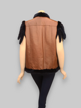 Vintage Reversible Dark Mink & Leather Vest -Medium