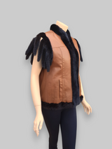 Vintage Reversible Dark Mink & Leather Vest -Medium