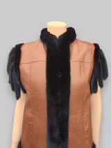 Vintage Reversible Dark Mink & Leather Vest -Medium