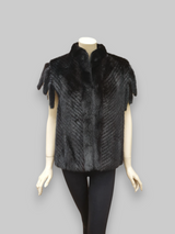 Vintage Reversible Dark Mink & Leather Vest -Medium