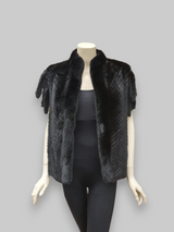 Vintage Reversible Dark Mink & Leather Vest -Medium