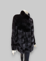 Vintage Black Brown Sheared Mink Reversible Jacket -Medium/Large