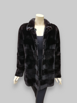 Vintage Black Brown Sheared Mink Reversible Jacket -Medium/Large