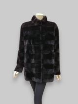 Vintage Black Brown Sheared Mink Reversible Jacket -Medium/Large