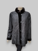 Vintage Black Brown Sheared Mink Reversible Jacket -Medium/Large