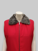 Beige Shearling Lamb Vest w/ Red Microfiber Lining -Size 42