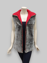 Beige Shearling Lamb Vest w/ Red Microfiber Lining -Size 42