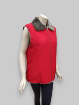 Beige Shearling Lamb Vest w/ Red Microfiber Lining -Size 42