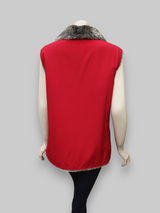 Beige Shearling Lamb Vest w/ Red Microfiber Lining -Size 42