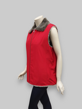 Beige Shearling Lamb Vest w/ Red Microfiber Lining -Size 42