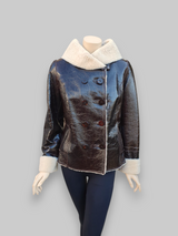 Brown Croco Merino Lamb Napado Shearling Jacket -Size 42