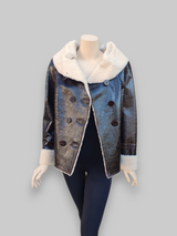 Brown Croco Merino Lamb Napado Shearling Jacket -Size 42