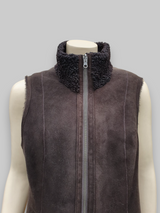 Brown Women's Merino Shearling Lamb Vest w/ Lamb Collar -Size 42