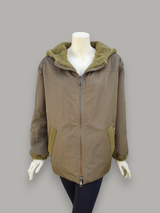 "Suprema" Senape Merino Shearling Lamb Jacket w/ Reversible Raincoat - Size 42