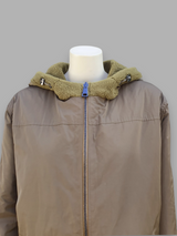 "Suprema" Senape Merino Shearling Lamb Jacket w/ Reversible Raincoat - Size 42
