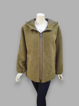 "Suprema" Senape Merino Shearling Lamb Jacket w/ Reversible Raincoat - Size 42