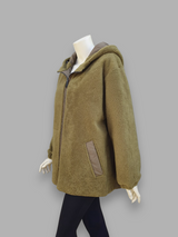 "Suprema" Senape Merino Shearling Lamb Jacket w/ Reversible Raincoat - Size 42