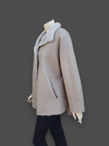 "Suprema" Sand Merino Shearling Lamb Jacket w/ Reversible Leather - Size 44