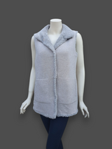 "Suprema" Sand Merino Shearling Lamb Vest w/ Reversible Cashmere - Size 42