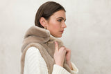 "Suprema" Sand Merino Shearling Lamb Vest w/ Reversible Cashmere - Size 42