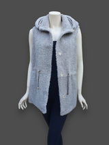 "Suprema" Sand Merino Shearling Lamb Vest w/ Reversible Cashmere - Size 42