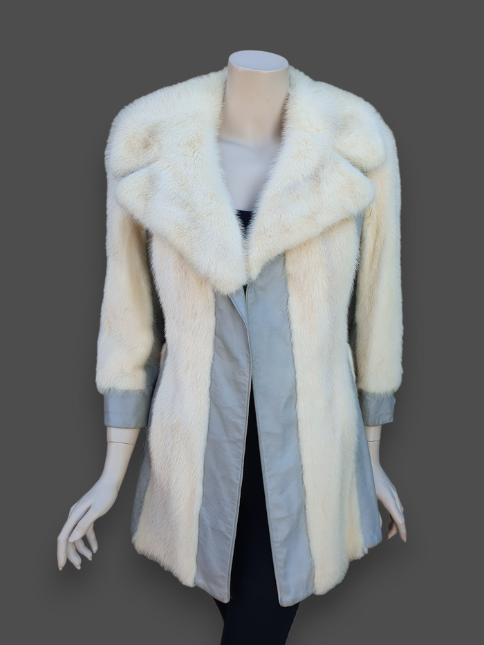Vintage Light Mink & Leather Jacket -Small