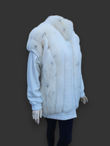 Vintage Lynx Dyed Fox & Leather Jacket -Large