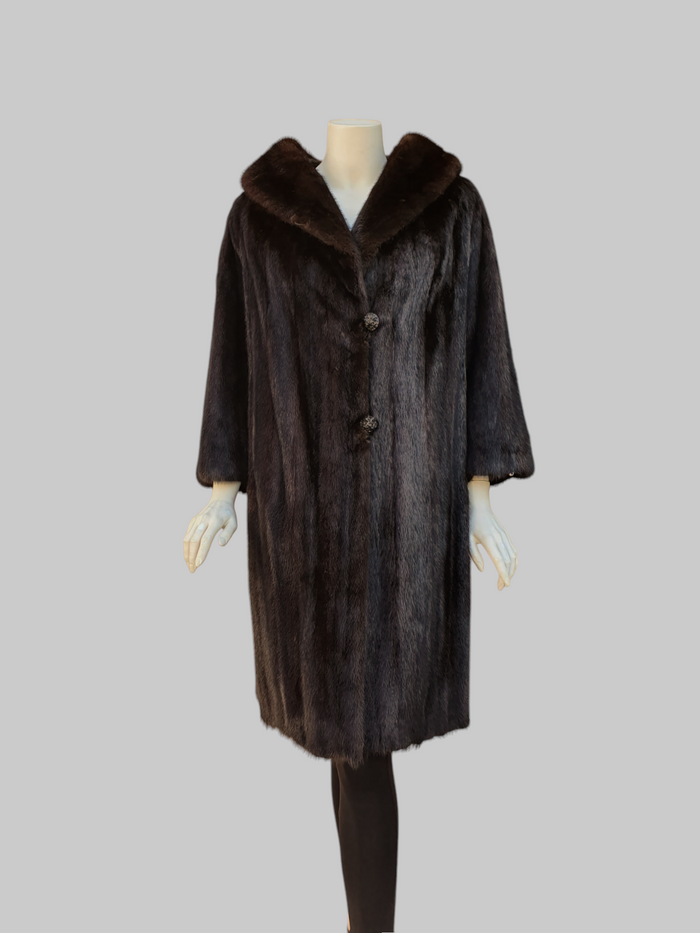 Vintage Dark Brown Mink Coat -Medium