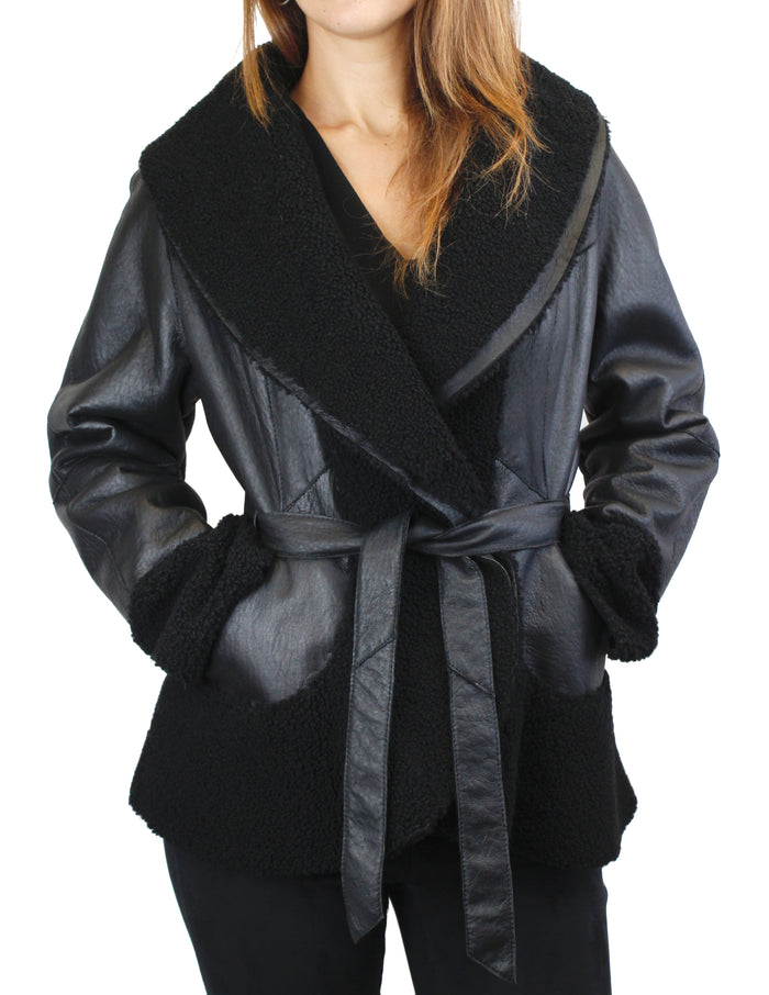 Black Nappa Shearling Lamb Jacket -Medium