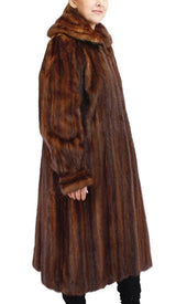 Vintage Brown Wild Type Mink Fur Coat - Large