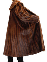 Vintage Brown Wild Type Mink Fur Coat - Large