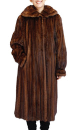 Vintage Brown Wild Type Mink Fur Coat - Large