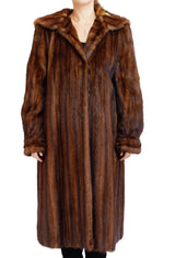 Vintage Brown Wild Type Mink Fur Coat - Large