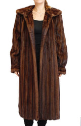 Vintage Brown Wild Type Mink Fur Coat - Large
