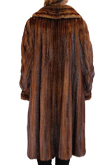 Vintage Brown Wild Type Mink Fur Coat - Large