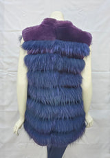 Vintage Purple-Dyed Rabbit Fur and Fox Fur Vest -Large