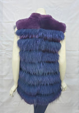 Vintage Purple-Dyed Rabbit Fur and Fox Fur Vest -L  (Never Been Worn!)