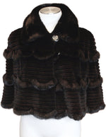 MEDIUM BLACK GROOVED SHEARED & UNSHEARED MINK FUR CAPELET, CAPE - from THE REAL FUR DEAL & DAVID APPEL FURS new and pre-owned online fur store!