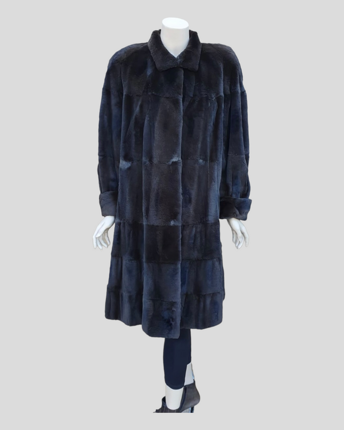 Vintage Dark Brown Sheared ⅞ Mink Fur Coat -M