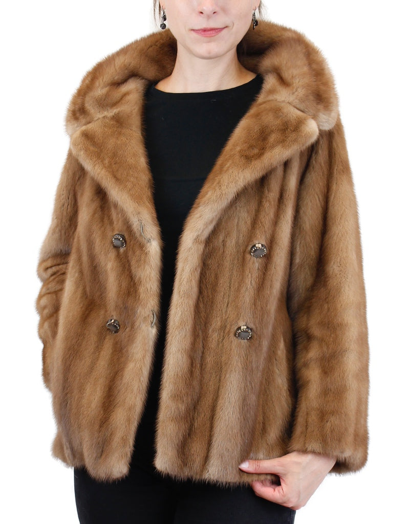 Pastel Mink Fur Jacket with Marten Hood – Imperia Furs