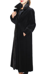 Women's Reversible Sheared and Unsheared Fully Let Out Mink Fur Long Coat