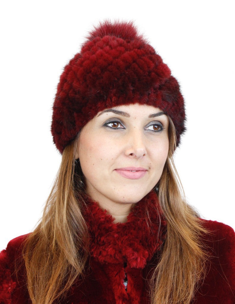 Cashmere Real Fur Pom Pom Beanie, Knit Hat, Cozy and Super Soft