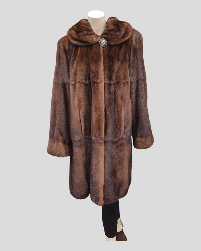 Mahogany Mink Fur ⅞ Coat