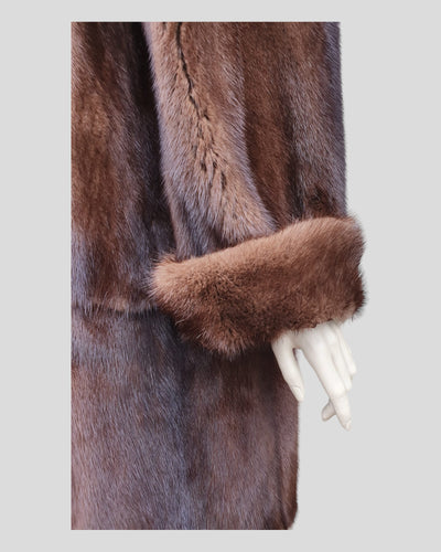 Mahogany Mink Fur ⅞ Coat - cuff detail