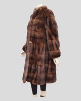 Lunaraine Mink Fur ⅞ Coat - side view with decorative button