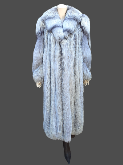 Vintage Beige Silver Fox Fur Coat -Large